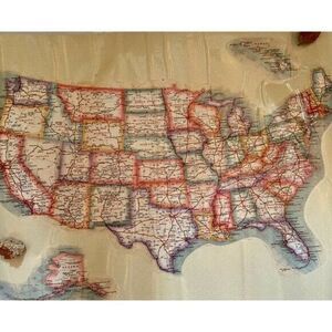 United States USA Map Peel Stick Wall Art Decor Poster Retro City Road Highway
